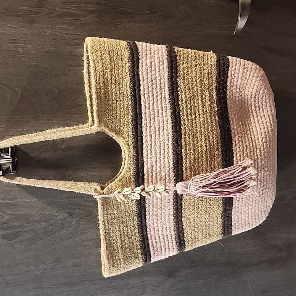 Boutique heavy woven beach bag reusable bag